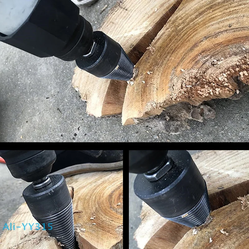 【Y】32/42/50mm Punta da trapano per legno Twist Legna da ardere Divisore per legno Vite Coni Punta quadrata rotonda esagonale per martello