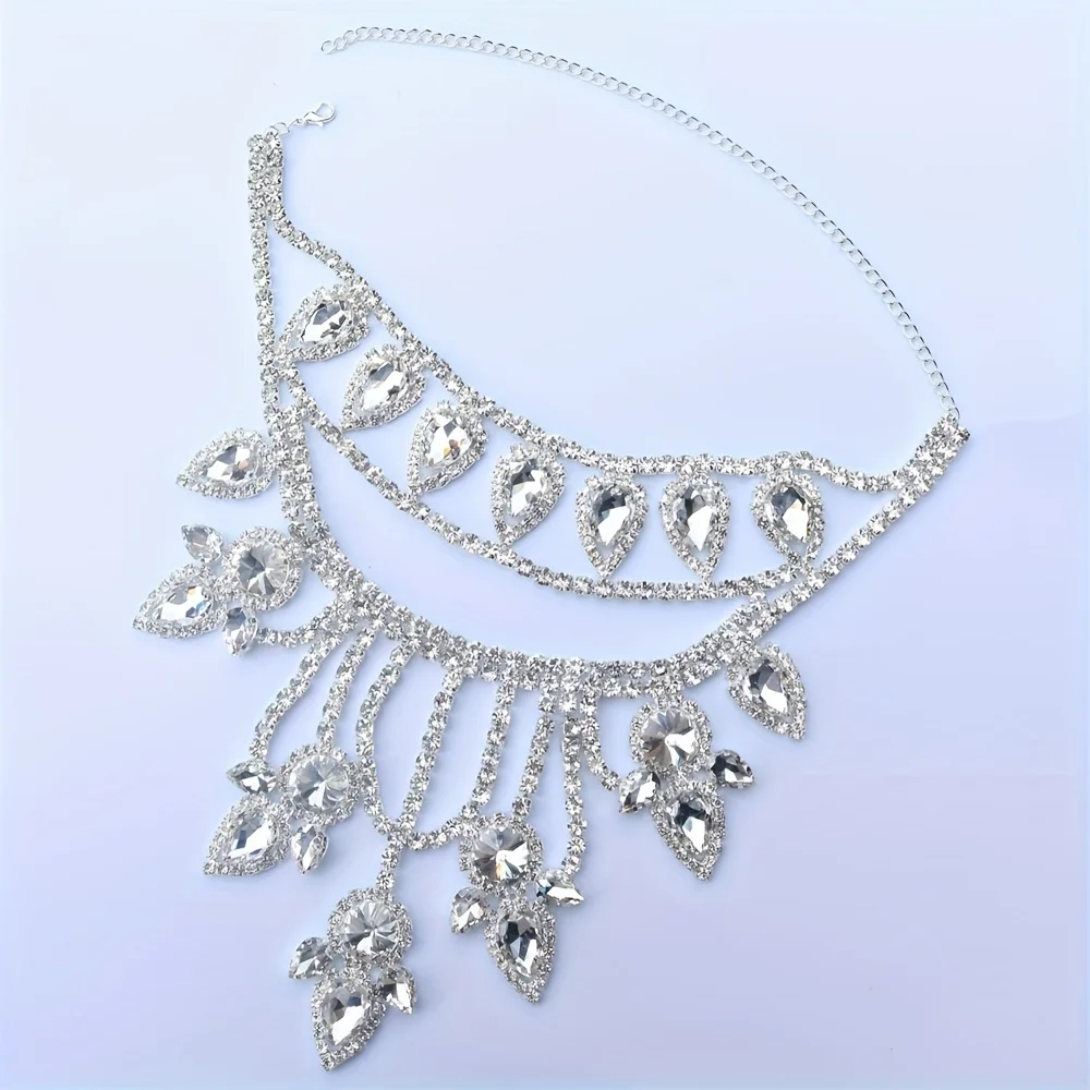 Exaggerated Super Sparkling Large Rhinestone Necklace Jewelry Exquisite Luxury Wedding Party Necklace Crystal Jewelry Body