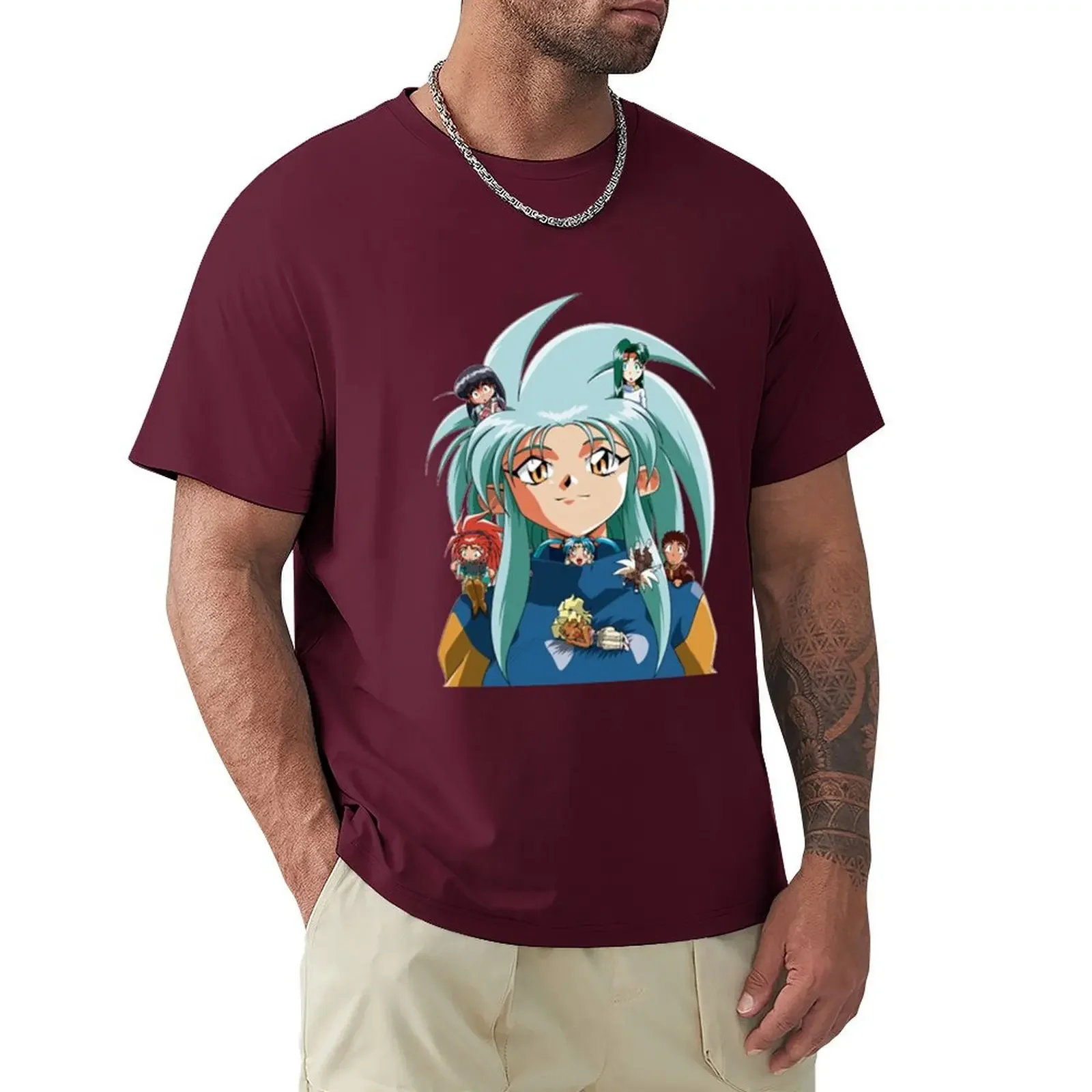 Tenchi Muyo Ryoko all Characters T-shirt oversizeds customizeds tees plain white t shirts men Short Sleeve Round Collar harajuku