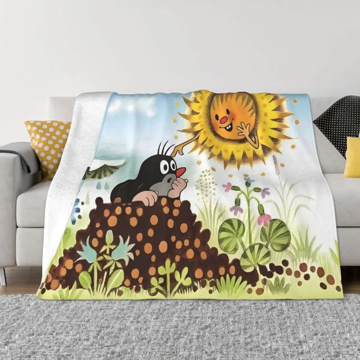 Krtek The Little Mole Sunny Day Portable Warm Throw Blankets for Bedding Travel