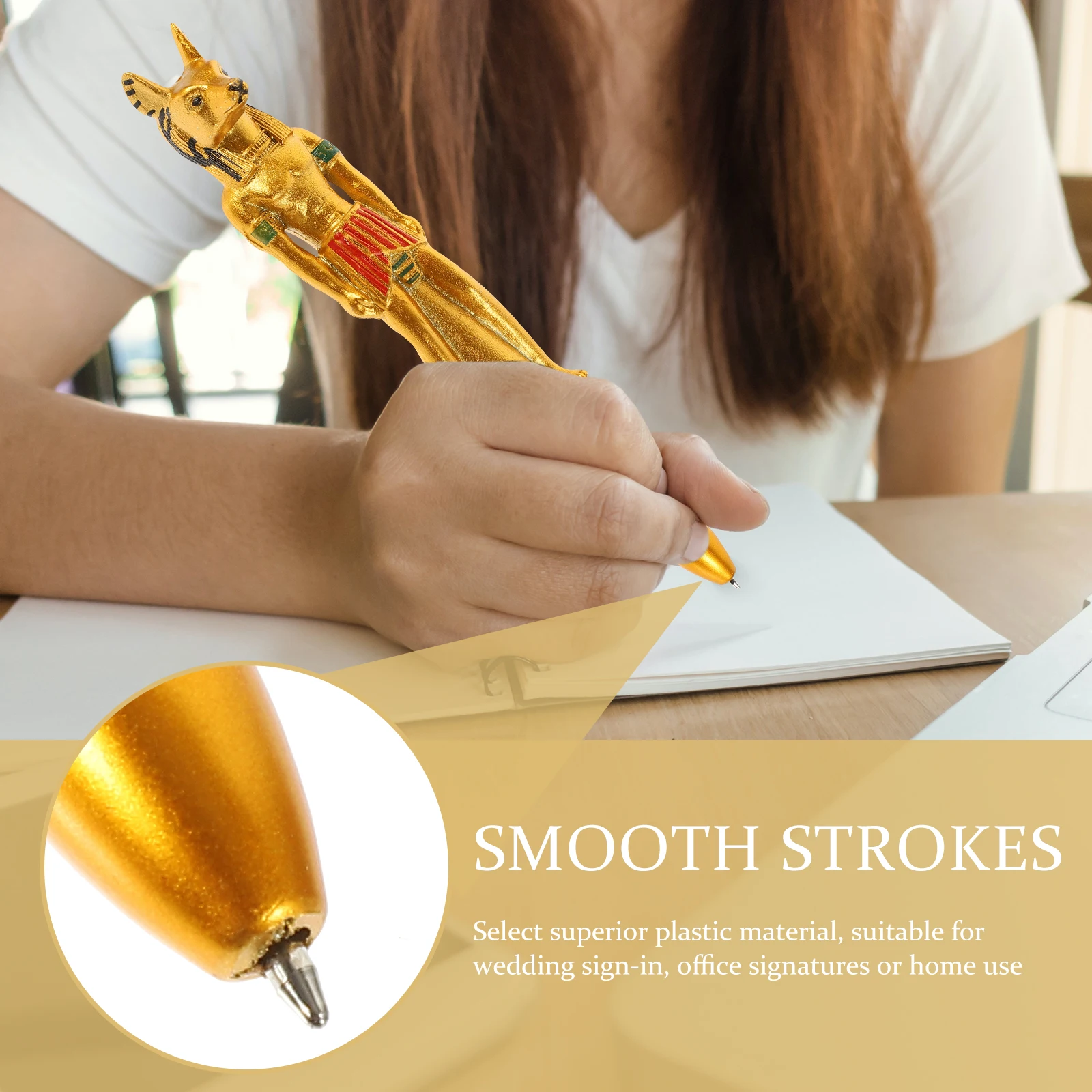 

5pcs Pharaoh Ballpoint Egyptian Character Shaped Creative Writing Pen For Office School Use Plastic Ink Pen Sign Tool