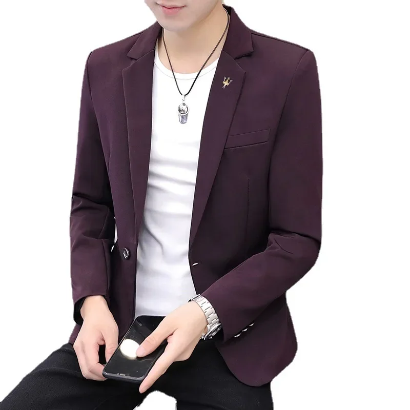 2023 Boutique Fashionable and Comfortable Casual Slim Fit All-match Solid Color Breathable Small Suit Youth Handsome Suit Jacket