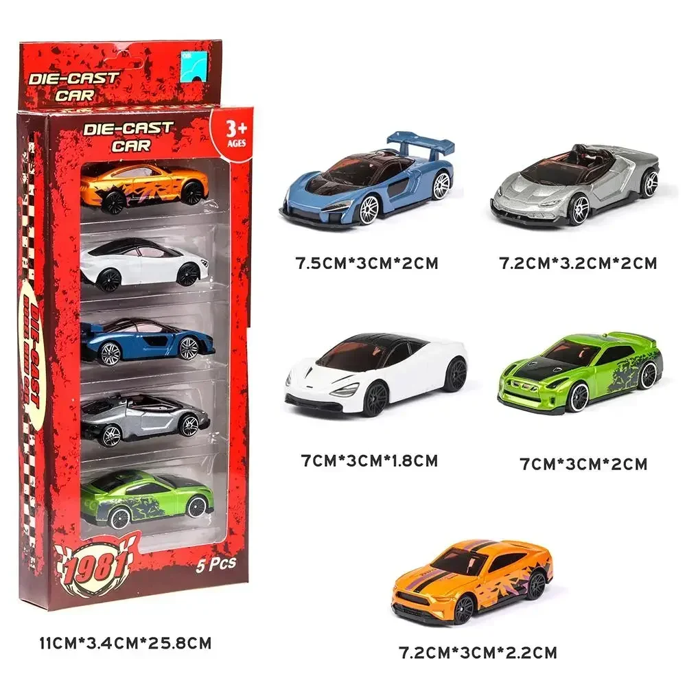 

5Pcs Simulated Children Hot Wheels Toy Multi-Style Taxiing Alloy Mini Car Model Kids Pocket Small Sports Car Toys for Kids