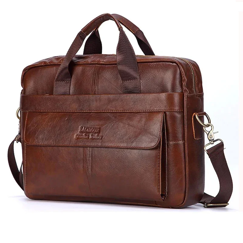 Men Genuine Leather Handbags Casual Laptop Bags Male Business Travel Messenger Men's Crossbody Shoulder Bag