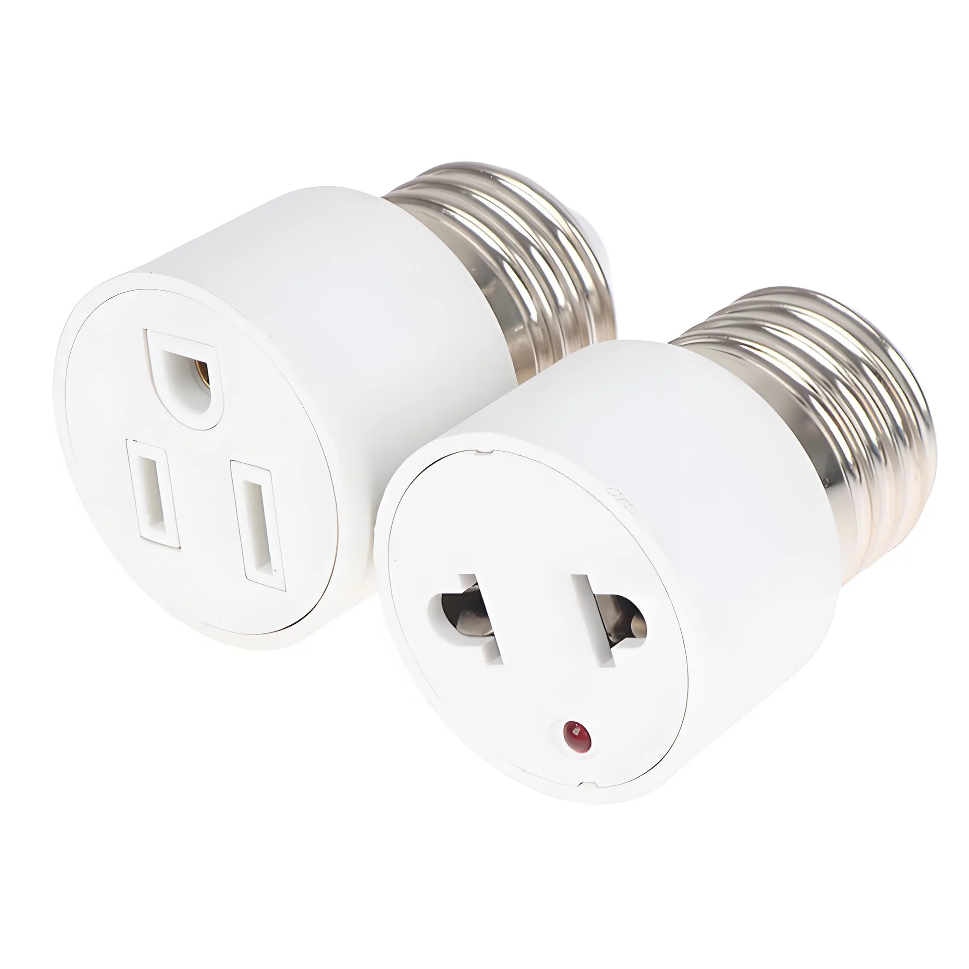 B22/E27 to 2-Pin Plug Adapter with US/EU Flat,Round Prongs, Swivel Light Socket Converter, Adjustable Angle Lamp Holder for Bulb