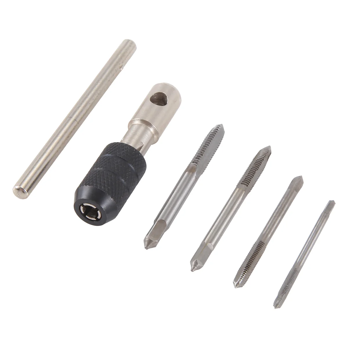 B52C 5pcs/Set T Type Machine Hand Screw Thread Taps Reamer M3/M4/M5/M6 Tap Set With Twist Drill Bits And Wrench