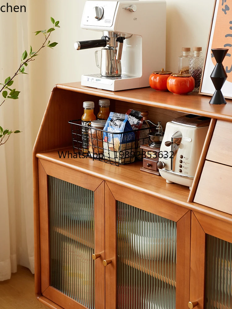 solid wood household side cabinet simple living room locker kitchen small apartment dining room wine cabinet
