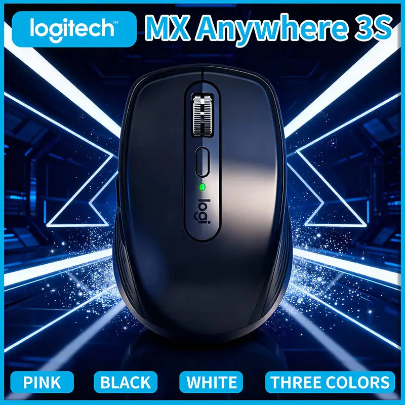Logitech MX Anywhere 3S Ergonomic Mouse - 8000 DPI Glass Tracking, MagSpeed Hyper-Scroll, 3-Device Sync, Travel-Ready