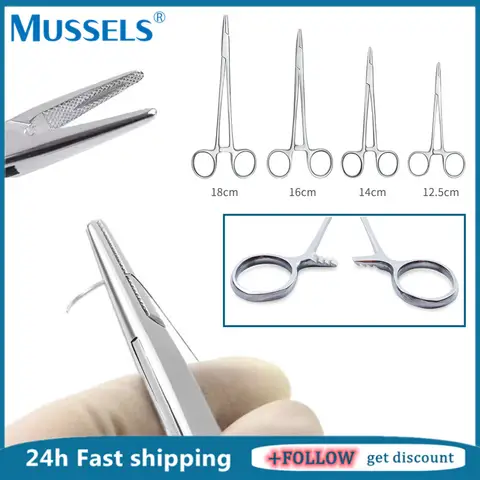 Bilashmart Dental Needle Holder Plier Surgical Hemostatic Clamp Forcep Orthodontic Tweezer Dentistry Instrument Stainless Steel Plier Tool