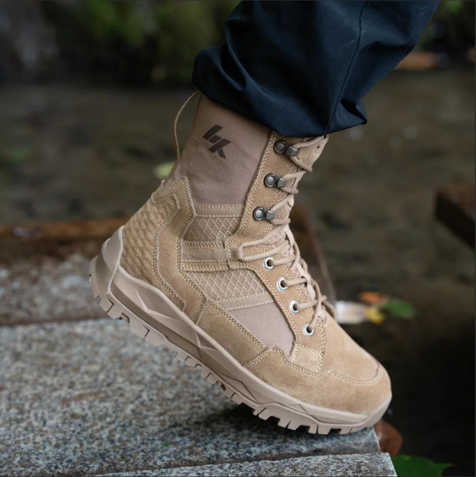 Men's Tactical Combat Boots Breathable Military Boots Black/Green/Tan Non-slip Outdoor Hiking Work Boots for Trekking Training