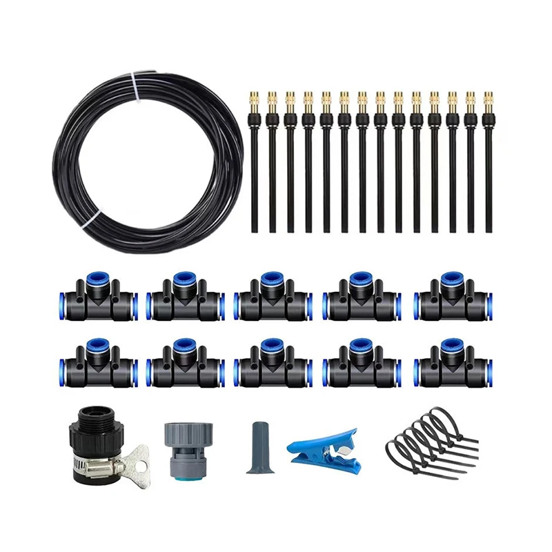 High Quality Water Misting System 15pcs Nozzles Drip Irrigation Kit for Garden Agriculture