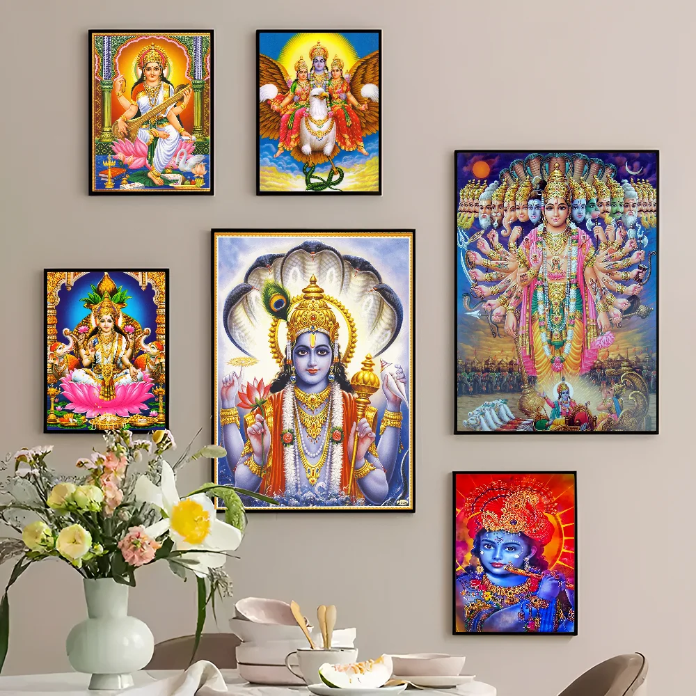 Hindu God Anime Posters Sticky Whitepaper Sticker DIY Room Bar Cafe Kawaii Room Decor