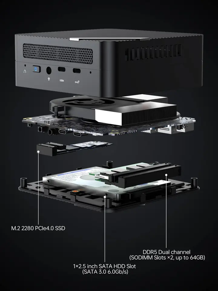 Minisworld-mini pc um773 lite amd ryzen 7 7735hs,デスクトップ