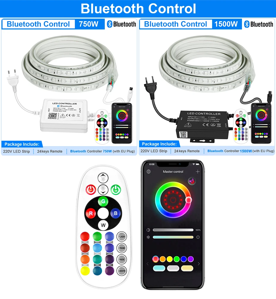 220V RGB LED-Streifenlicht IP65 Wasserdicht 1m-50m Flexibles Band mit Tuya Smart WiFi-Steuerung/Bluetooth/Fernbedienung für Heimdekoration – Detail 4