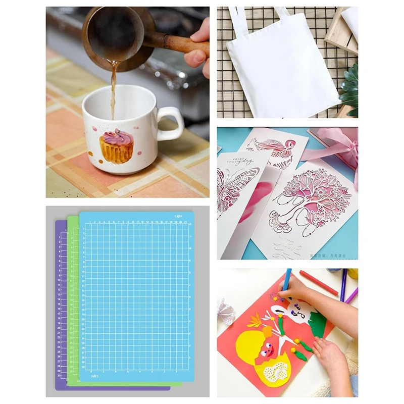 6PCS Cutting Mat 8.5X12in For-Cricut Joy Xtra 6 Pack Reusable Sticky (Light, Standard, Strong) Grip Cricket Cut Mats