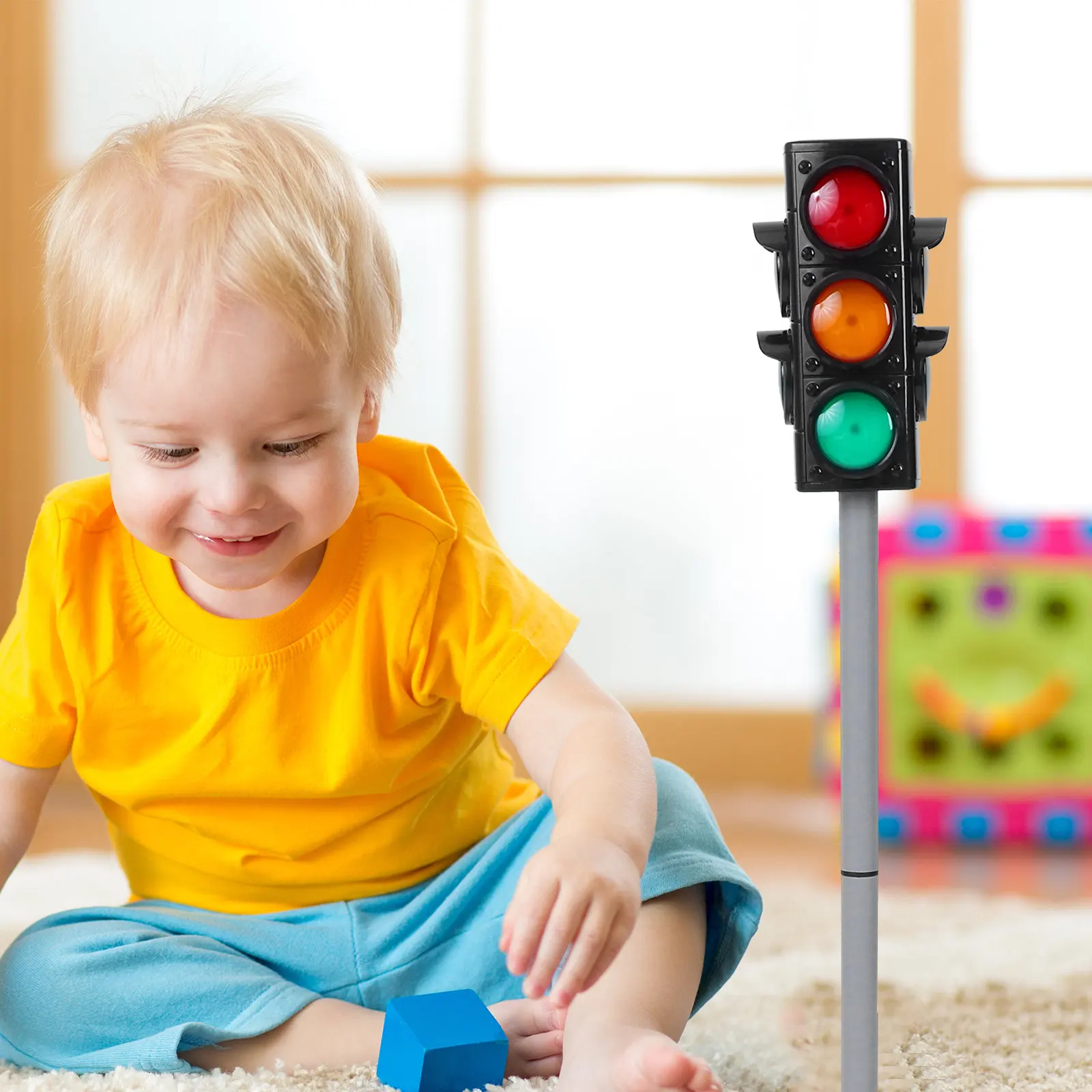 Simulation Traffic Signal Light Realistic Design Educational Indoor LED Lamp for Kids Classroom Play Traffic Light Lamp