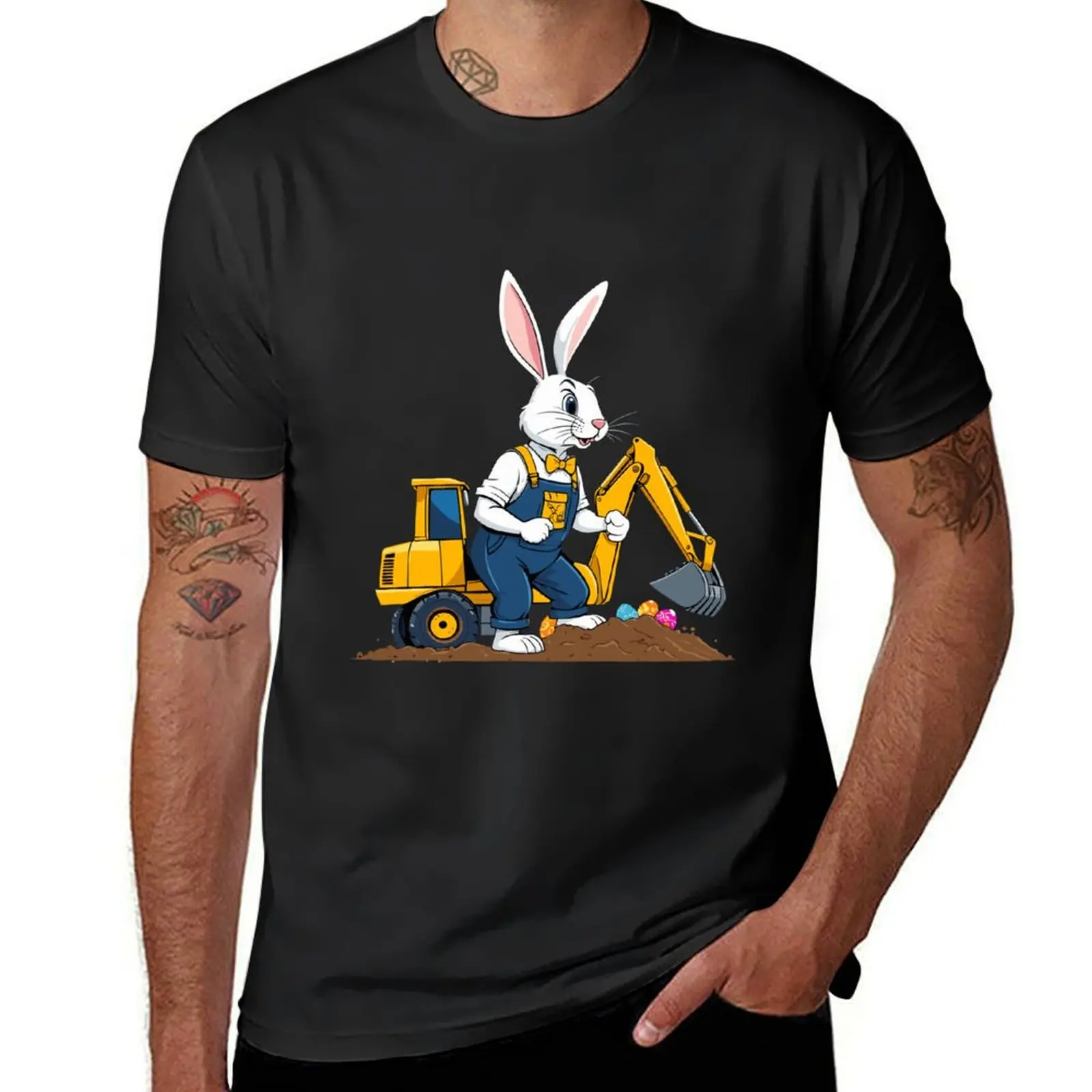 Easter bunny excavator driver Easter eggs excavating funny T-Shirt oversizeds sports fans mens clothes