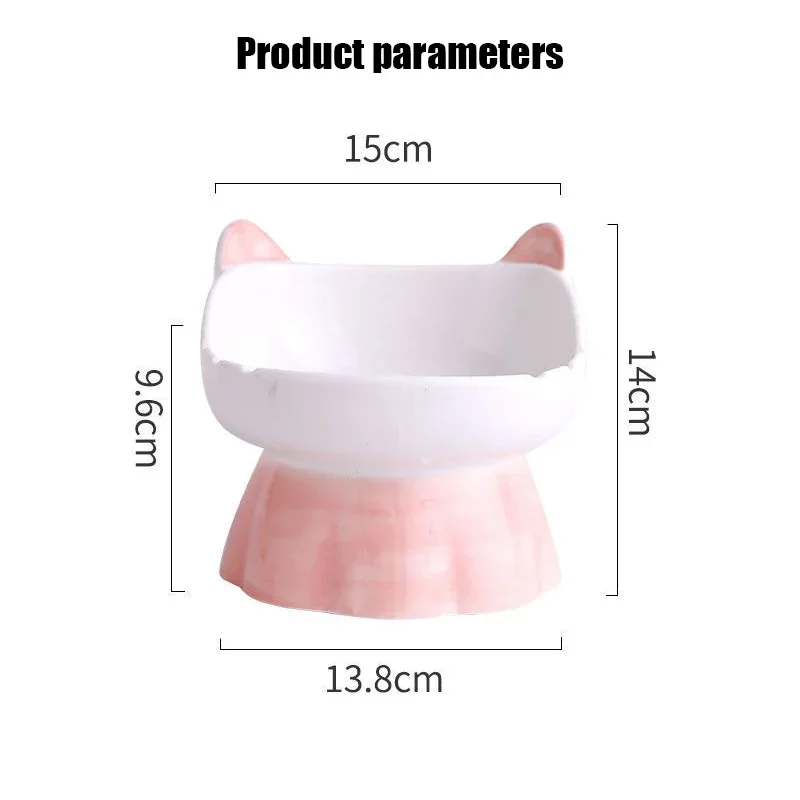 New Ceramic Cat Bowl Protects Cervical Vertebra from Overturning, Oblique Opening High Foot Food Bowl Pet Supplies