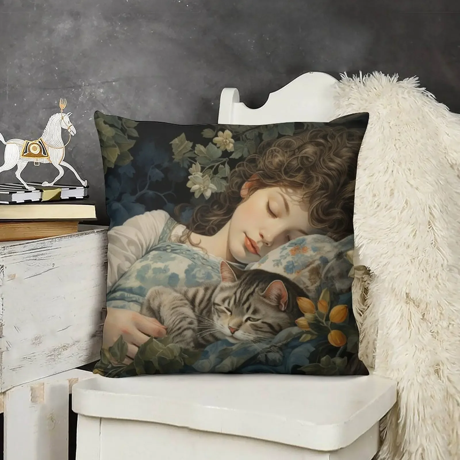 2024 Calendar (Girl and Cat) Throw Pillow Decorative Cushions Cushions Home Decor Cusions Cover pillow