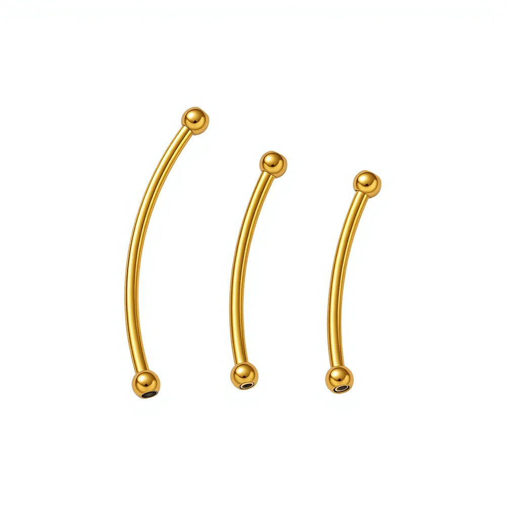 5 Stück 1,2 mm Loch Edelstahl Gebogene Rohr-Abstandshalter-Perlen Verbinder für handgemachte DIY Armbänder, Halsketten und Schmuckherstellungszubehör – Detail 3