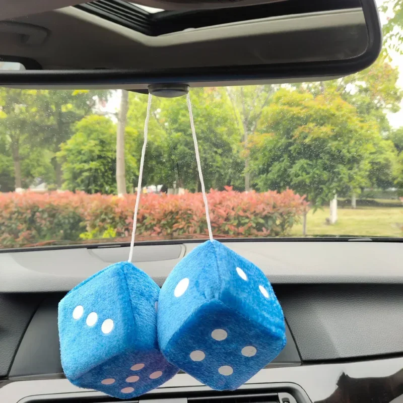 Car Plush Dice Pendant New Year Dice Velvet Dice Model auto Rear View Mirror Pendant Cube Decoration Car Styling Automotive Part