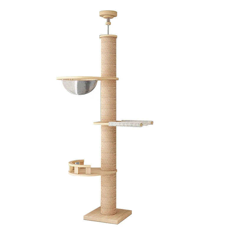 

Customized Floor-to-Ceiling Cat Tree with Natural Sisal Rope Scratching Post Adjustable Height Modern Cat Tree Cat Scratch Post