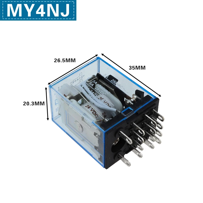 مرحل كهرومغناطيسي متوسط صغير ، MY4NJ ، h54p ، 14 دبوس ، AC ، DC ، 6V ، 12V ، 24V ، 36V ، 48V ، V ، V ، V ، 10 أو