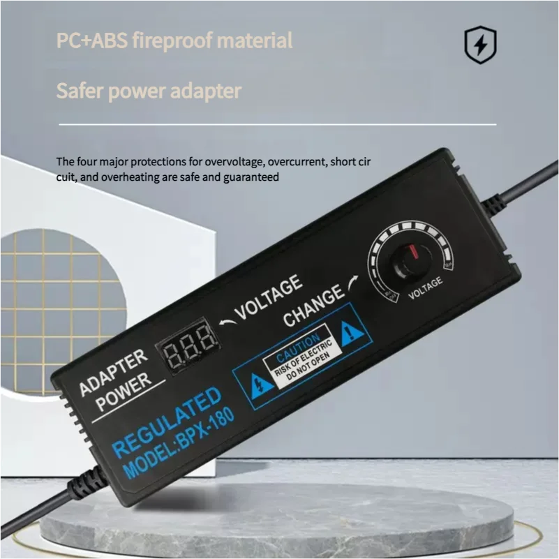 EU US Plug 3-12V 10A Adjustable Voltage Power Adapter 3-24V 9-24V5A Universal AC Input Clear Display Screen High Work Efficiency