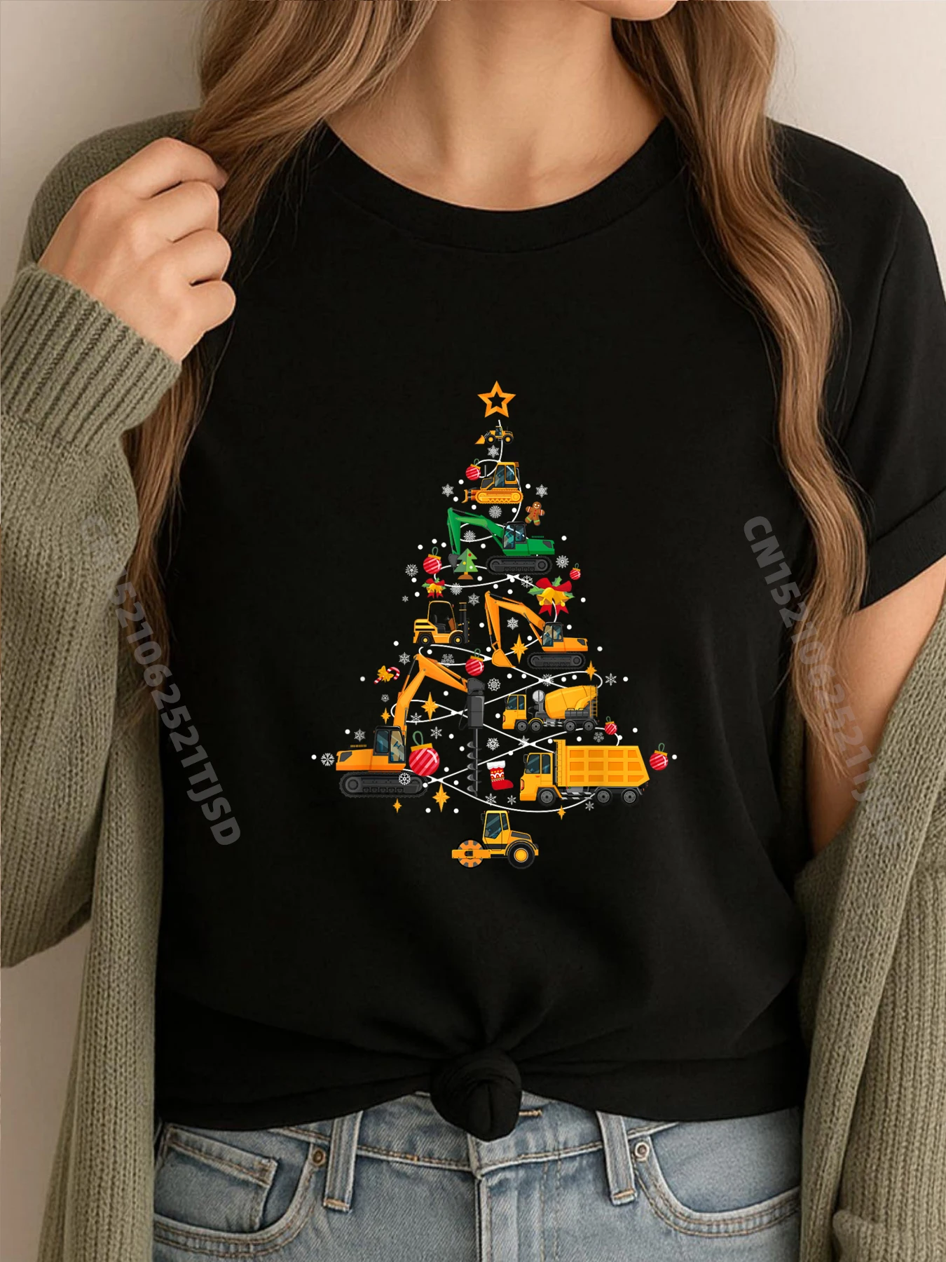 

Construction Excavator Christmas Tree Toddlers Novelty Mens Designer T Shirt Tshirt Father's Day