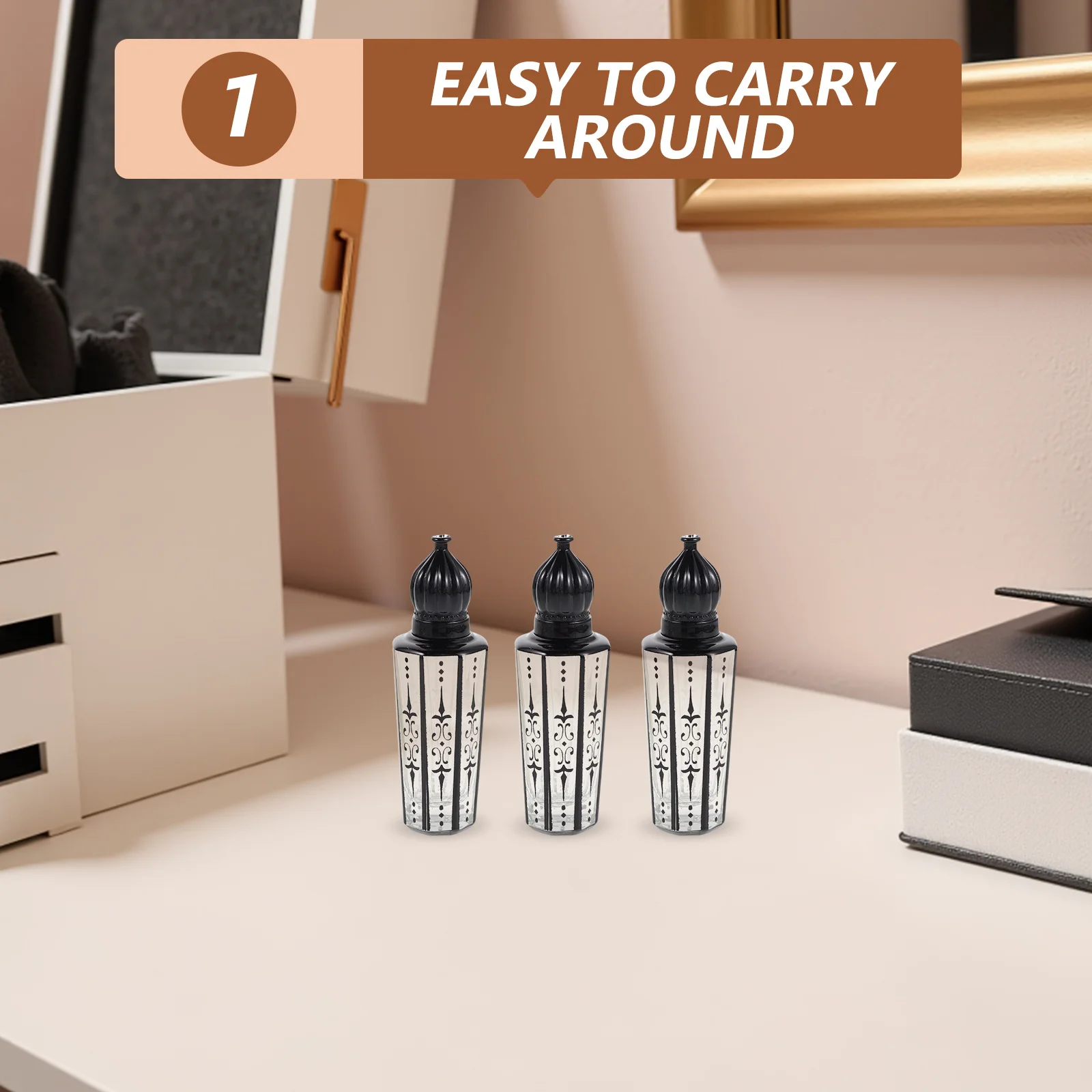 

6Pcs Black Roll on Perfume Bottles Glass 15ml Refillable Essential Oil Containers Travel Aromatherapy Roller Bottles