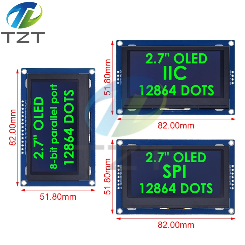 2.7 Inch OLED LCD Display 128x64 Drives SSD1327 IIC / SPI / 8-bit Parallel Port For Arduino