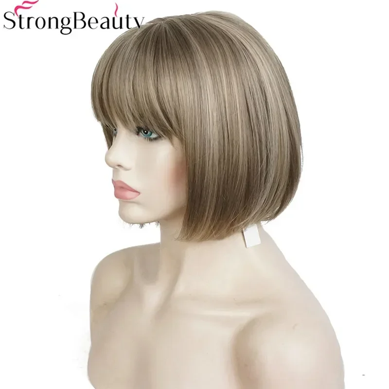 StrongBeauty Short Bob Wigs Synthetic Straight Cosplay Women Wig 10 inches