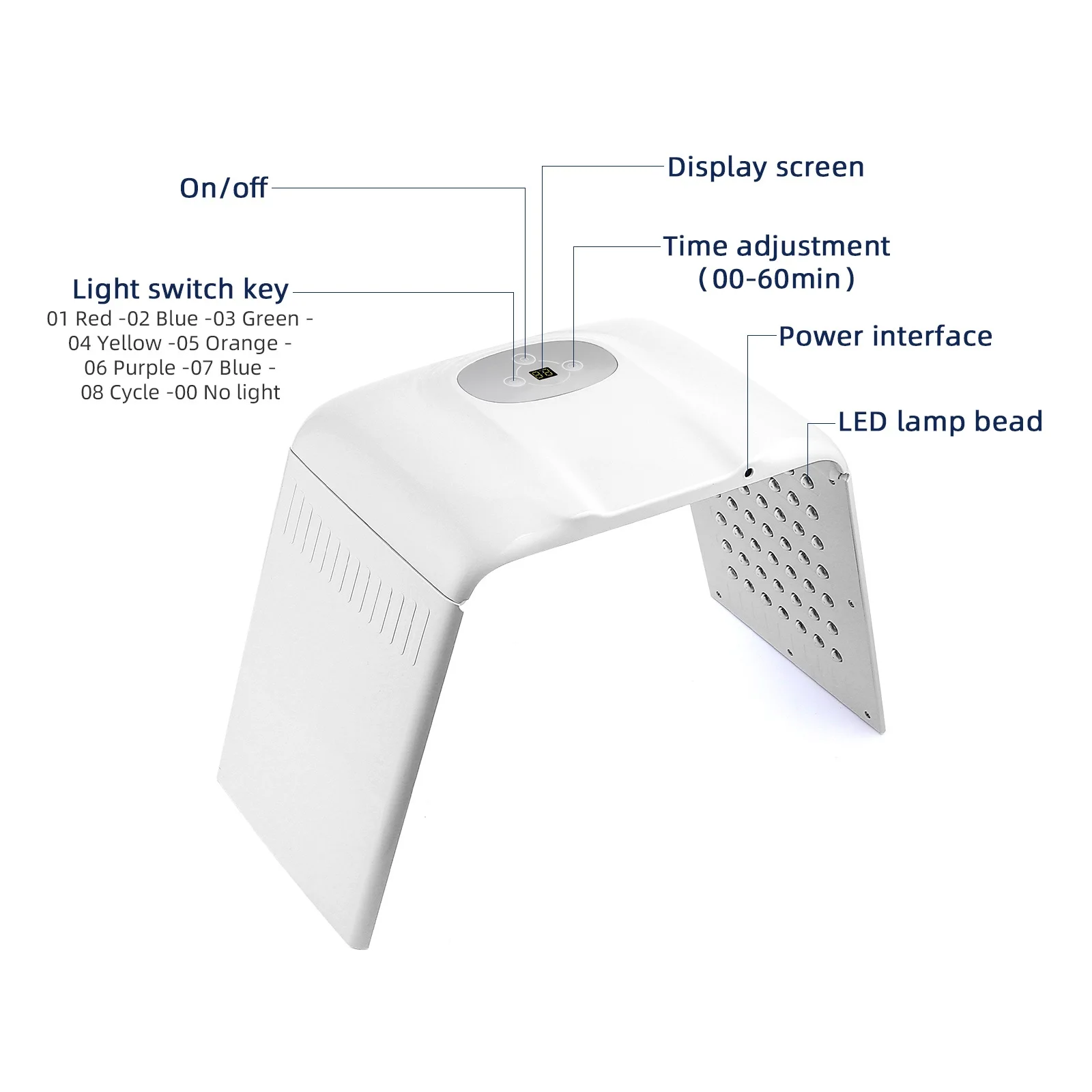 قناع علاج بضوء LED قابل للطي من PDT ، أدوات العناية بالبشرة ، علاج بالضوء الأحمر ، سبا ، صالون ، استخدام منزلي ، 7 ألوان