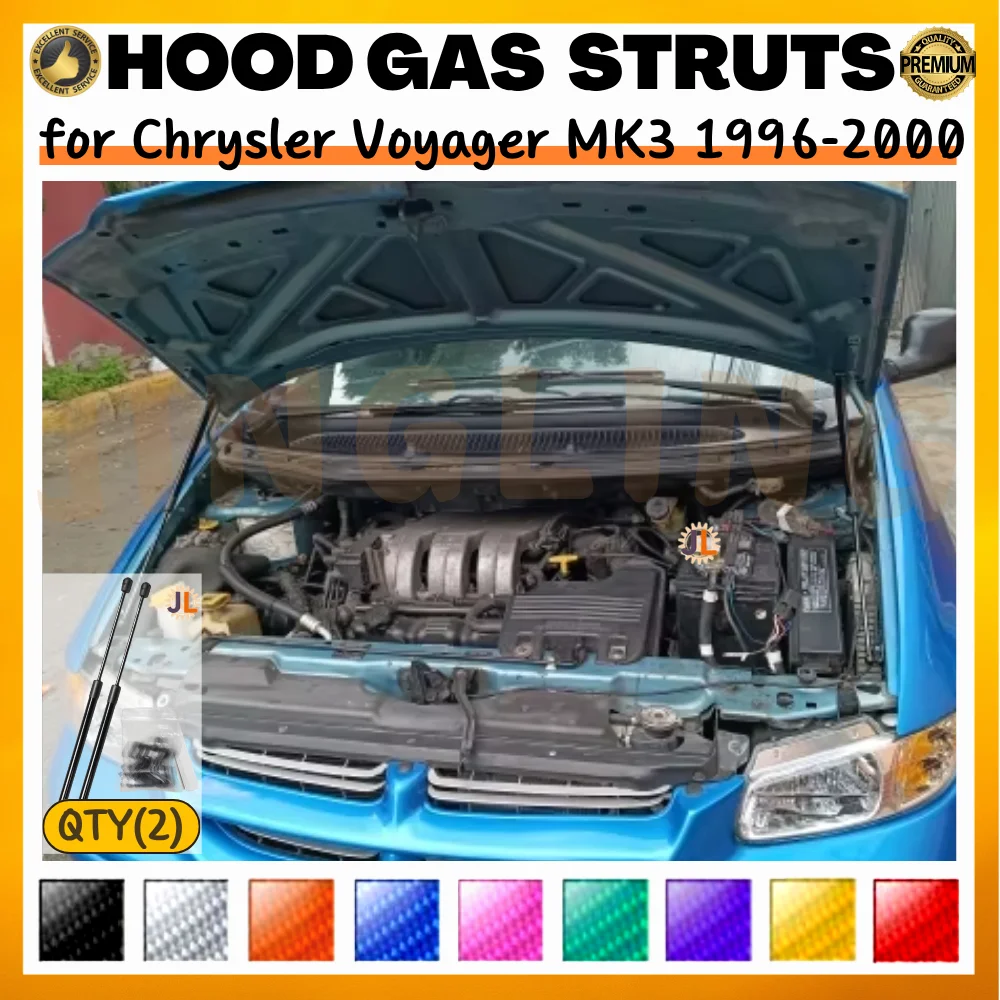 Qty(2) Hood Struts for Chrysler Voyager MK3 1996-2000 Front Bonnet Modify Gas Springs Shock Absorbers Lift Supports Dampers