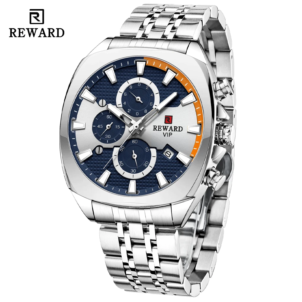 REWARD Men Watches Top Brand Luxury Stainless Steel Chronograph Sport Watch For Men Fashion Date Waterproof Clock Reloj Hombre