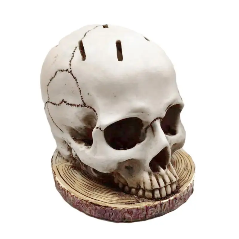 Halloween Skull Knife Holder Horror Kitchen Storage Head Rack Skeleton Knife And Fork Stand Desktop Ornaments Home Decoration