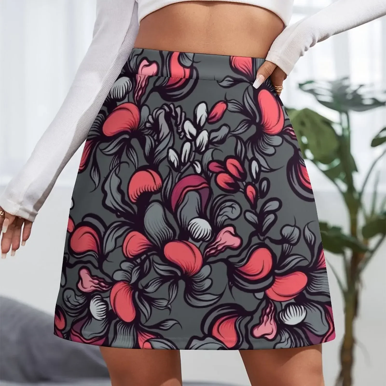 Floral composition with wild berries. Mini Skirt mini denim skirt midi skirt for women Summer women's clothing fashion