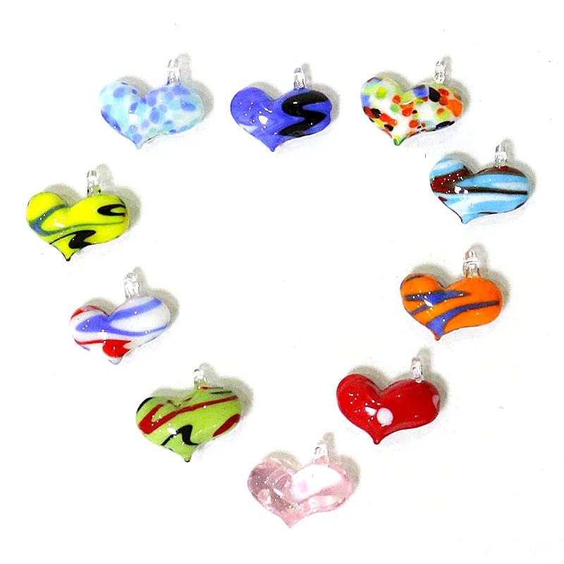 

2pcs New Mini Lovely Heart Shape Charm Glass Pendant Ornaments For Handmade Earring Accessories DIY Women Fashion Jewelry Making