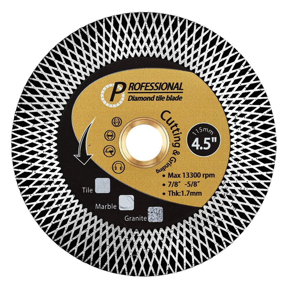 1pc 4.5“（115mm）Diamond Tile Blade Turbo Grinding Blade For Ceramic Porcelain Artificial Stone Cutting Disc Grinding