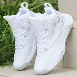 Chaussures de basket-ball blanches pour hommes, culture de basket-ball, chaussures de sport en plein air, baskets en cuir pour hommes, chaussure de marche, 2024