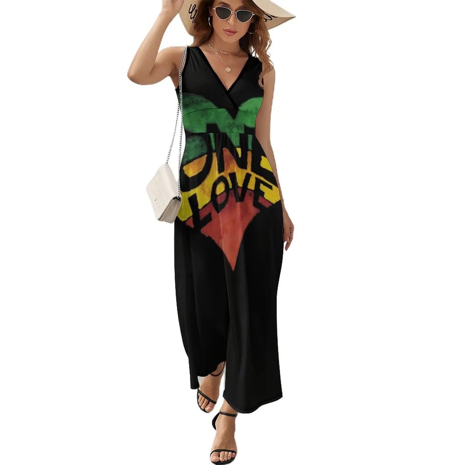 

One Love Music Rasta Reggae Heart Peace Roots Sleeveless Dress evening dresses luxury 2024 summer dress women 2024