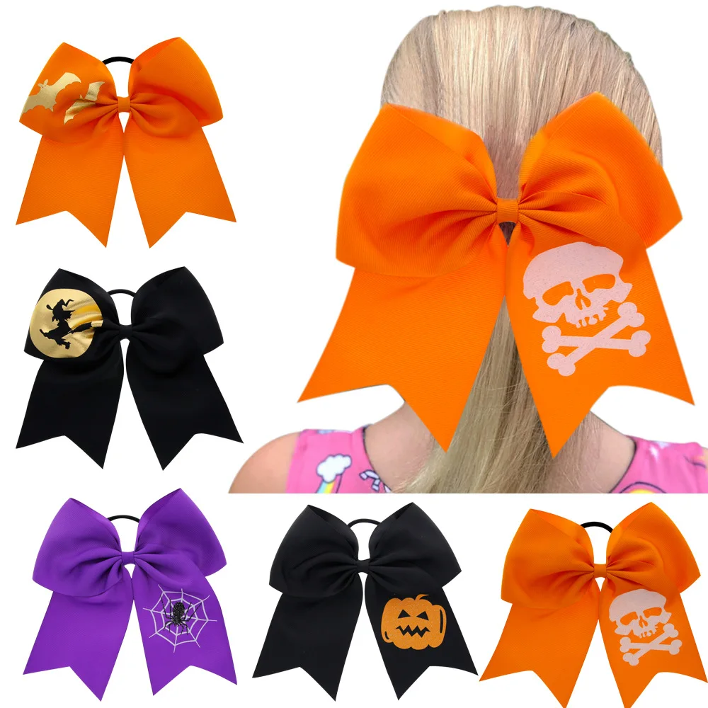 

10Pcs Halloween Pumpkin Skull Spider Grosgrain Hair Bows Hair Clip Women's Girls Hair Accessories