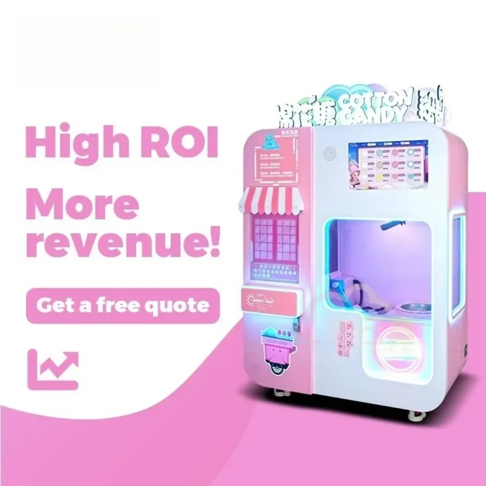 2025 Commercial Grade Cotton Candy Vending Machine Sugar Floss Maker Automatic Stainless Steel Outdoor Event Ready