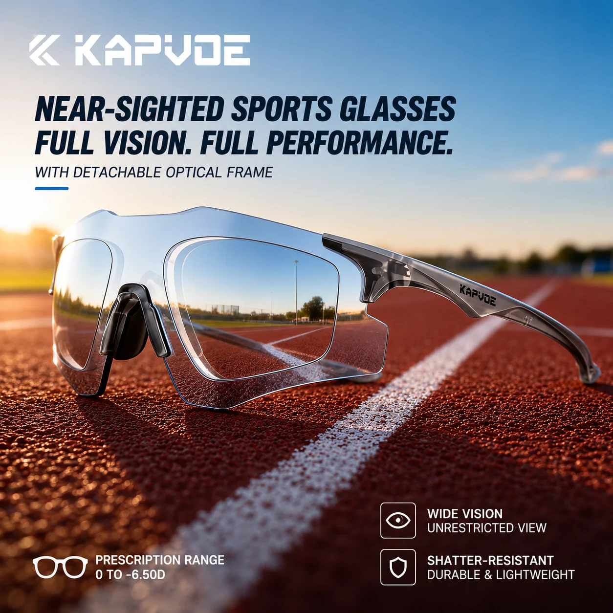 

Kapvoe Prescription Cycling Glasses One-piece Molding Sports Sunglasses Customize Eyewear Sports Bike Goggles for Men Women