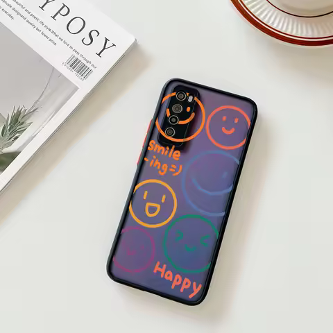 Phone Case For Samsung S21 Plus S24 S23 S22 S20 A53 A54 A71 A72 A73 A34 A51 A52 Cute Smile Face Line Art Translucent Back Cover