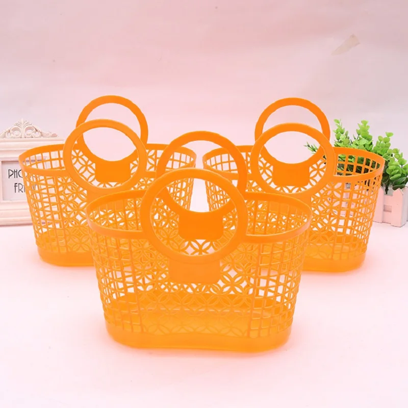 Newest Hot Sell Large plastic Portable Hand Kitchen Storage Shopping Basket Fruit Vegetable Basket 10pcs/lot