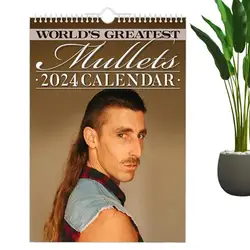 World's Greatest Mullets Hangable Wall Schedule Art Moon Calendar 2024 Wall Calendar Decor Creatures Office Calendar