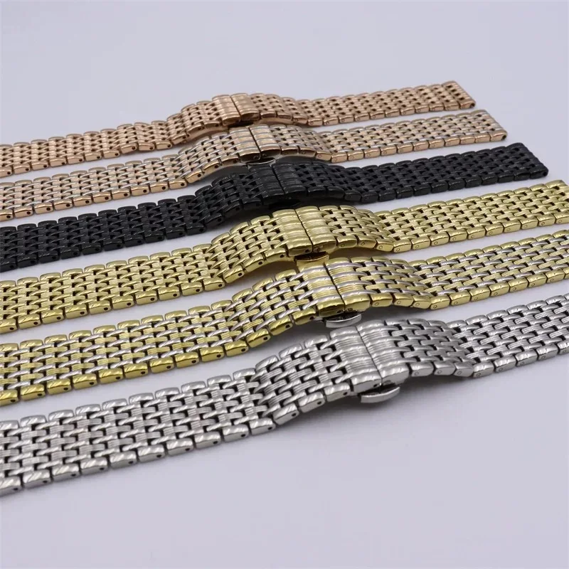 Luxury Stainless Steel Slim Watch Band Accessories 12mm 14mm16mm 18mm 20mm 22mm Gold Silver Waterproof Butterfly Buckle Strap L4