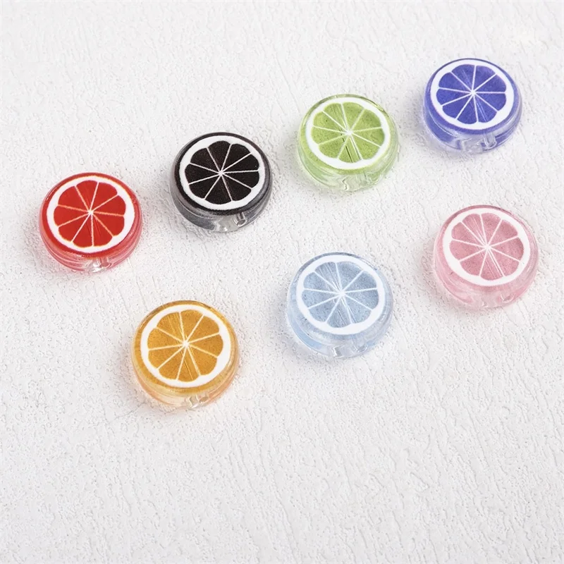 2026 Newest 100pcs/lot 14mm color pattern print geometry rounds shape Lemon shape acrylic beads diy jewelry garment accessory