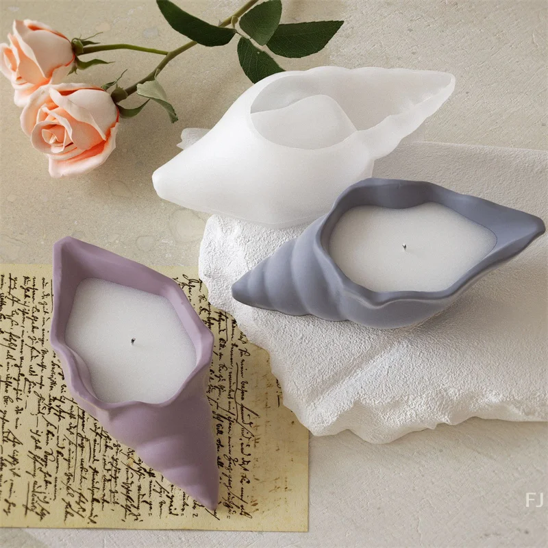[YU]DIY Conch Bedroom Decoration Drop Glue Candle Mold Conch Shell Jewelry Storage Box Aromatherapy Candle Gypsum Silicone Mold